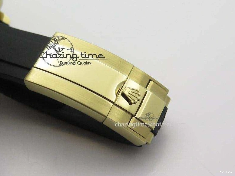 MiroTime 0403 Stylish Daytona YG BP Maker Gold Dial Sticks Markers On Rubber Strap A7750@ 4012